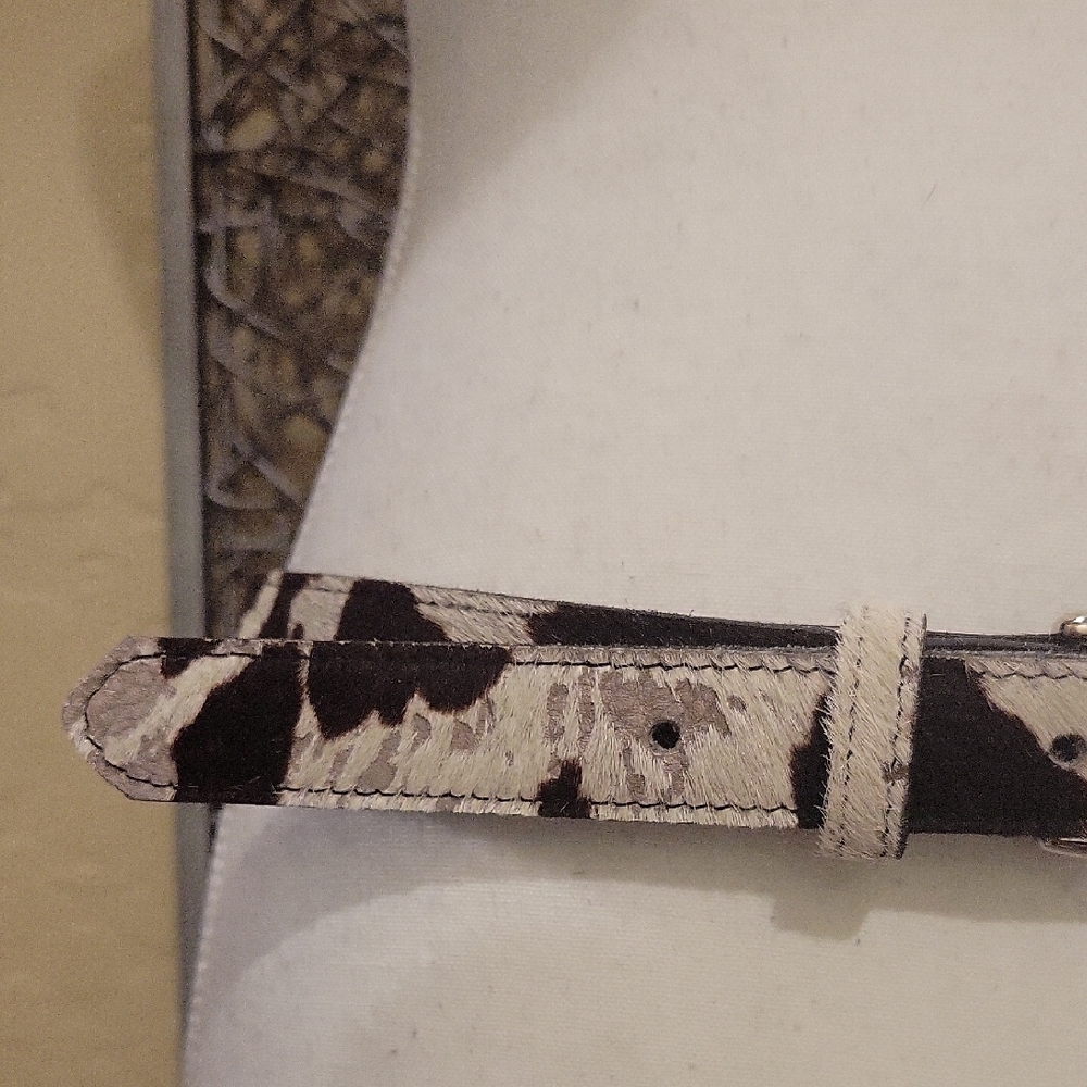 1 " Calf Hair Women's Belt with Silver Buckle - Picture 4 of 5
